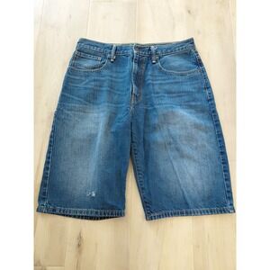 Levis 569 Mens Jean Shorts‎ Size 32 Baggy Fit Dad Shorts Dark Wash Distressed
